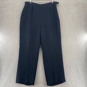 Kasper Pants Womens 16 Black Straight Leg Relaxed Trousers Office Career Work